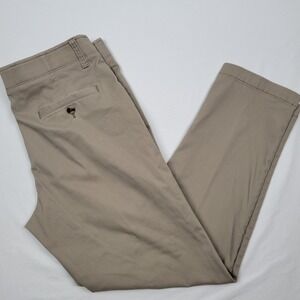 Mens Haggar Luxe Chino Slim Straight Khaki Pants‎ Tan 34x30
